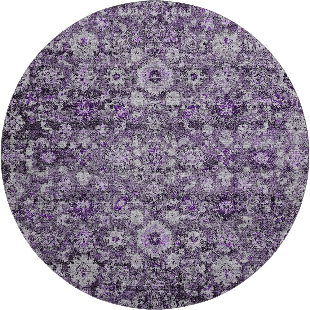 Premium Machine Washable Mayfield  Purple 8' x 8' Round Rug. Picture 1