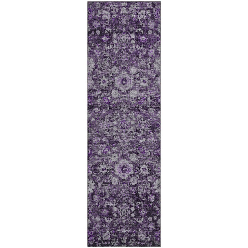 Premium Machine Washable Mayfield  Purple 2'3" x 7'6" Runner Rug. Picture 1
