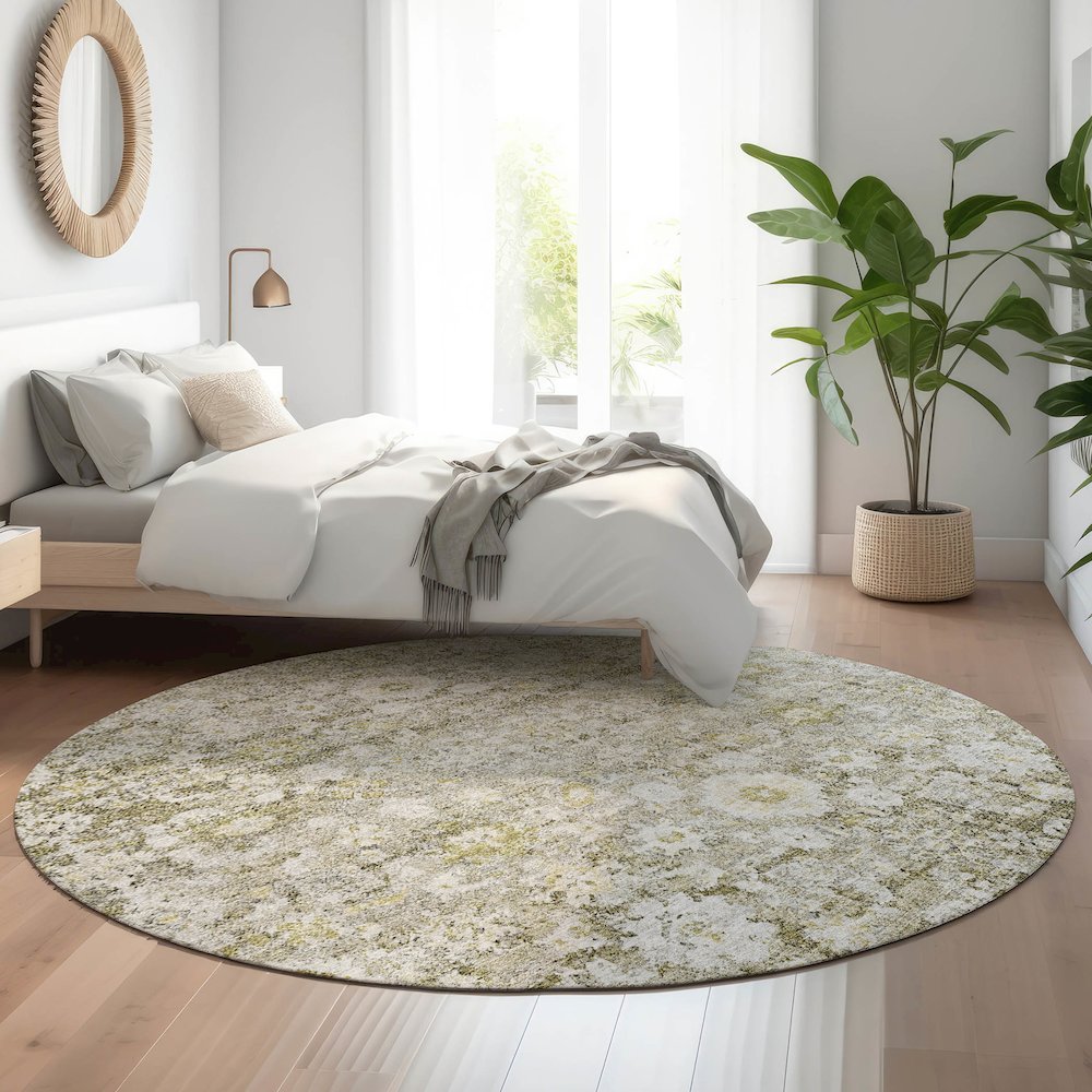 Premium Machine Washable Mayfield  Taupe 8' x 8' Round Rug. Picture 5