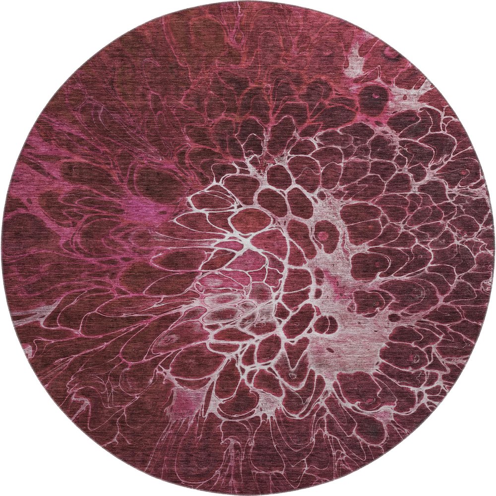 Premium Machine Washable Mayfield AMF652 Merlot 8' x 8' Round Rug. Picture 1