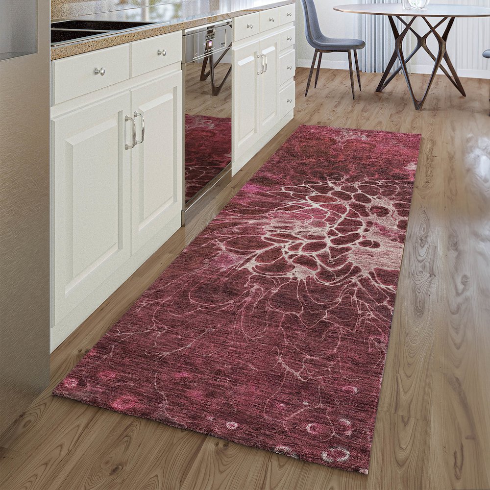 Premium Machine Washable Mayfield AMF652 Merlot 2'3" x 7'6" Runner Rug. Picture 5