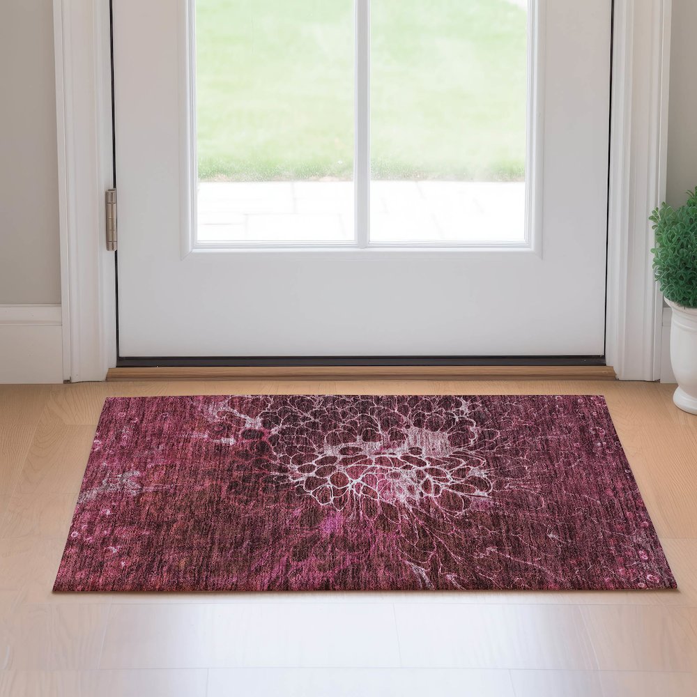 Premium Machine Washable Mayfield AMF652 Merlot 1'8" x 2'6" Rug. Picture 5