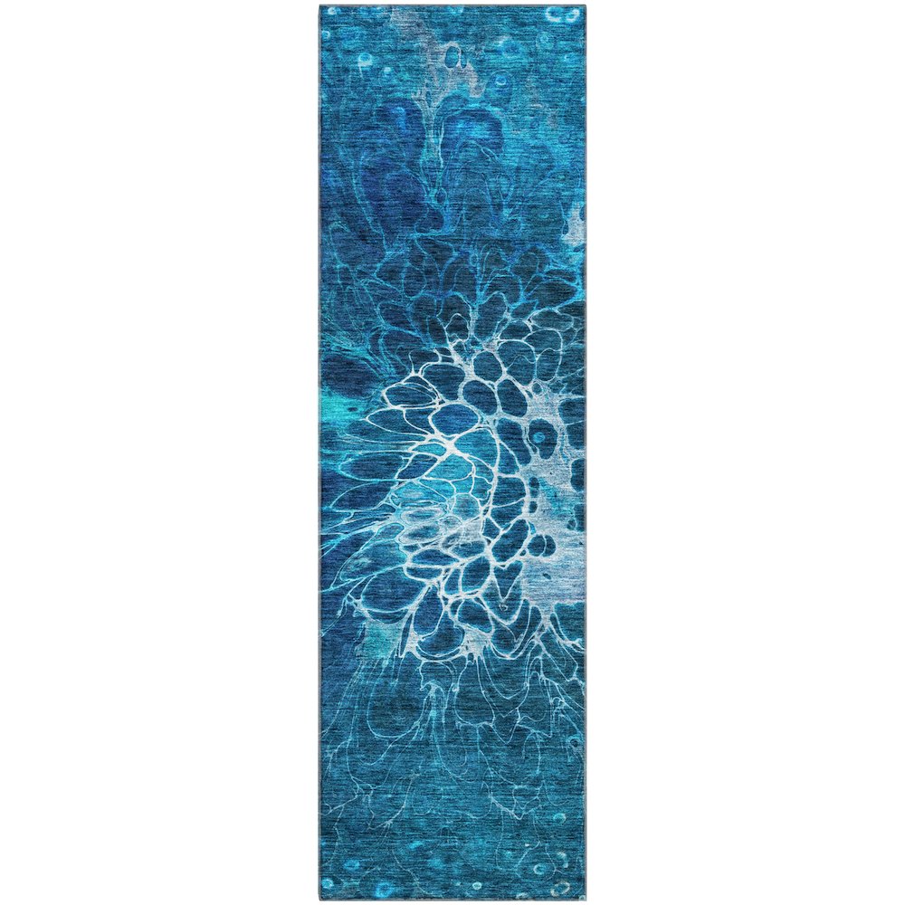 Premium Machine Washable Mayfield AMF652 Navy 2'3" x 7'6" Runner Rug. Picture 1