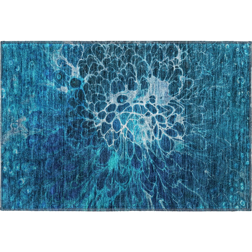 Premium Machine Washable Mayfield AMF652 Navy 1'8" x 2'6" Rug. Picture 1