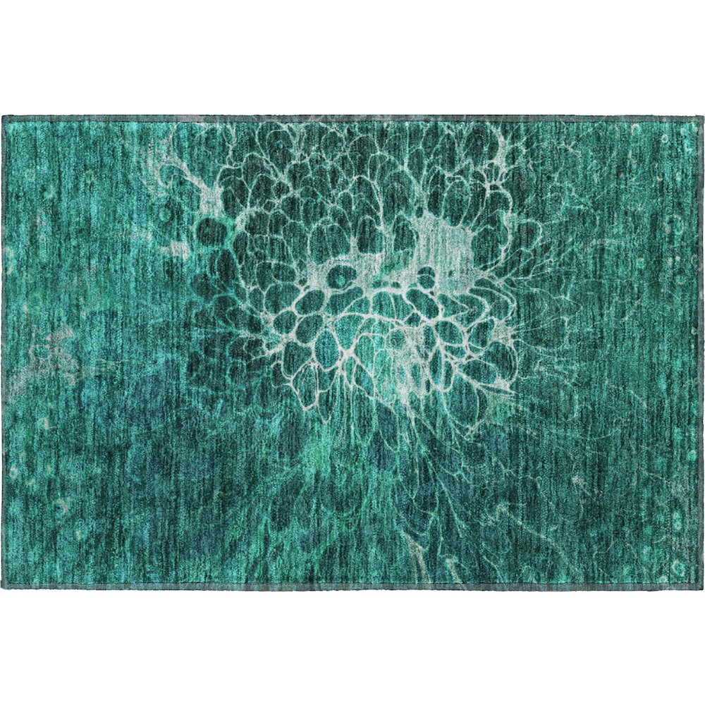 Premium Machine Washable Mayfield AMF652 Teal 1'8" x 2'6" Rug. Picture 1