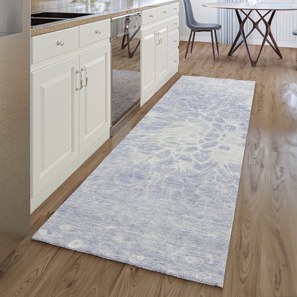 Premium Machine Washable Mayfield AMF653 Lavender 2'3" x 7'6" Runner Rug. Picture 5