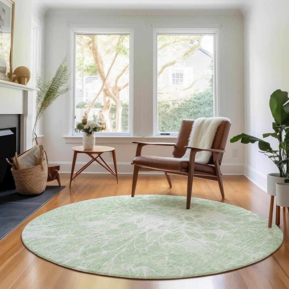 Premium Machine Washable Mayfield AMF653 Mint 8' x 8' Round Rug. Picture 5