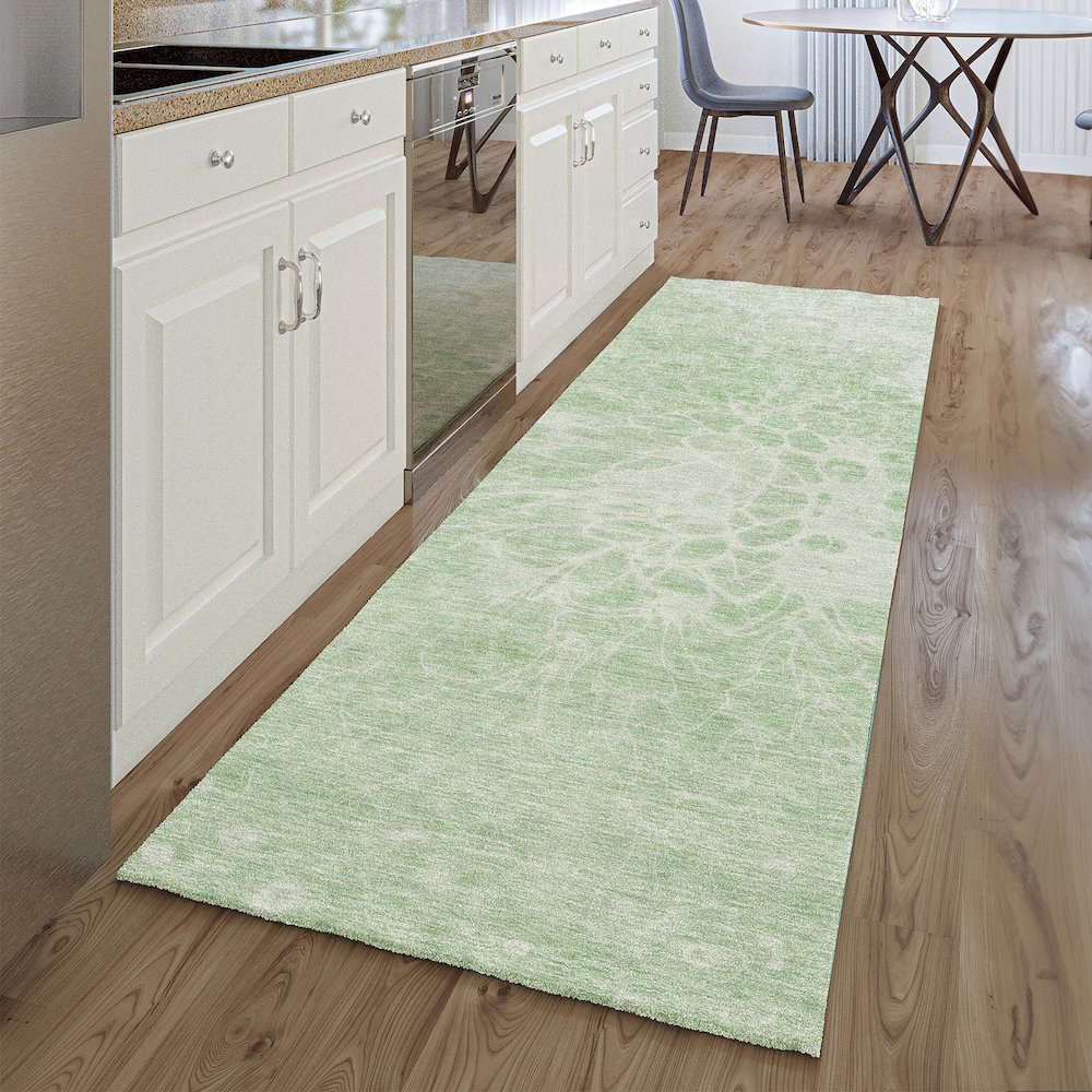 Premium Machine Washable Mayfield AMF653 Mint 2'3" x 7'6" Runner Rug. Picture 5