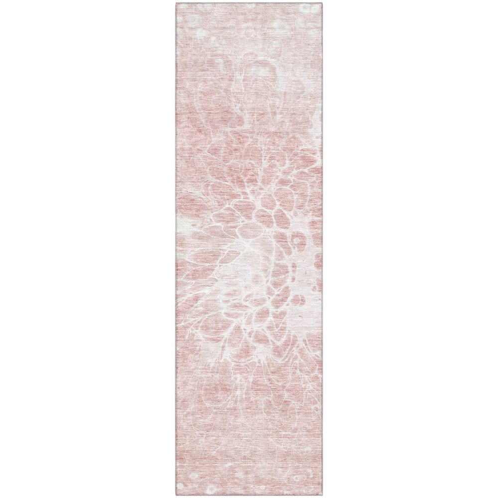 Premium Machine Washable Mayfield AMF653 Pink 2'3" x 7'6" Runner Rug. Picture 1