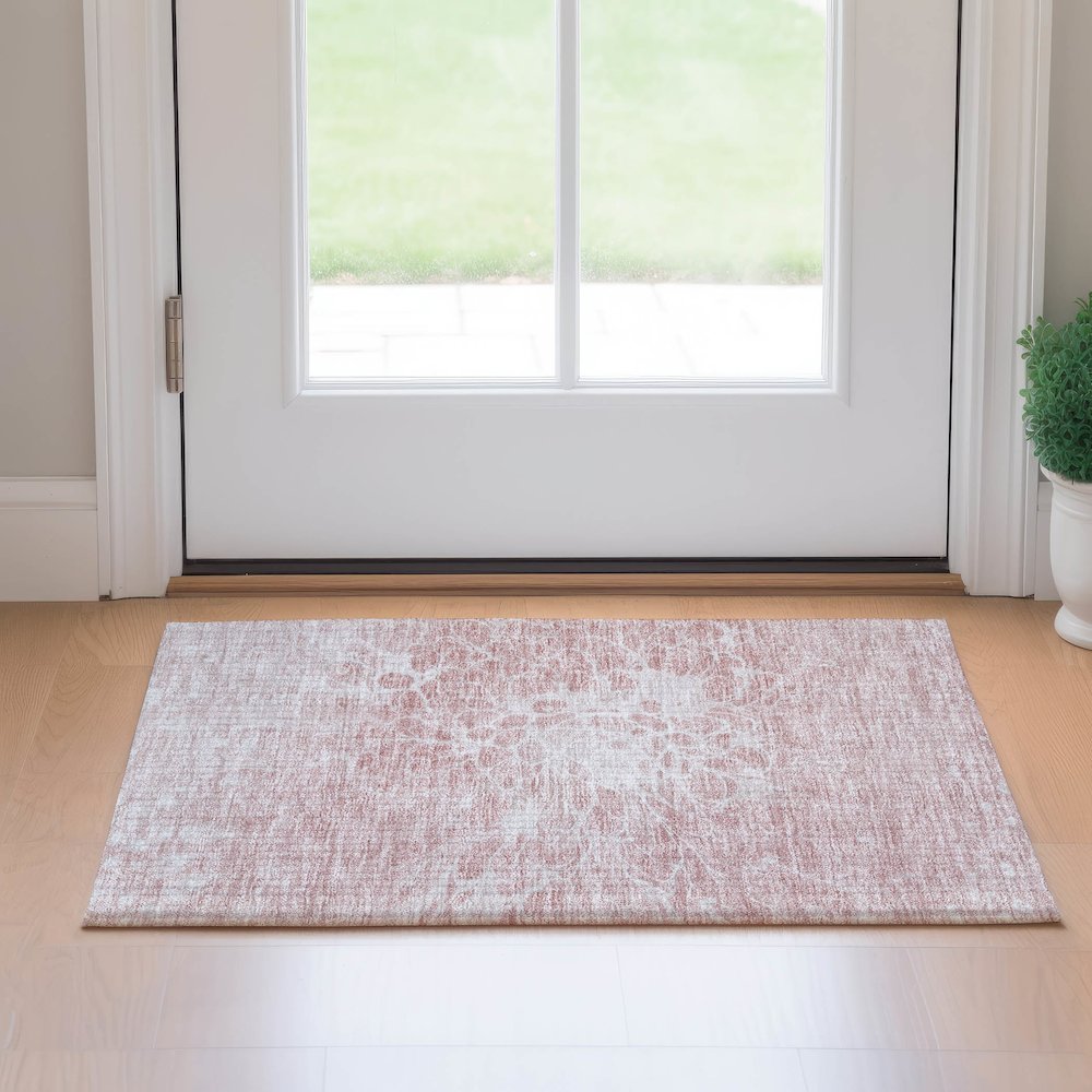 Premium Machine Washable Mayfield AMF653 Pink 1'8" x 2'6" Rug. Picture 5