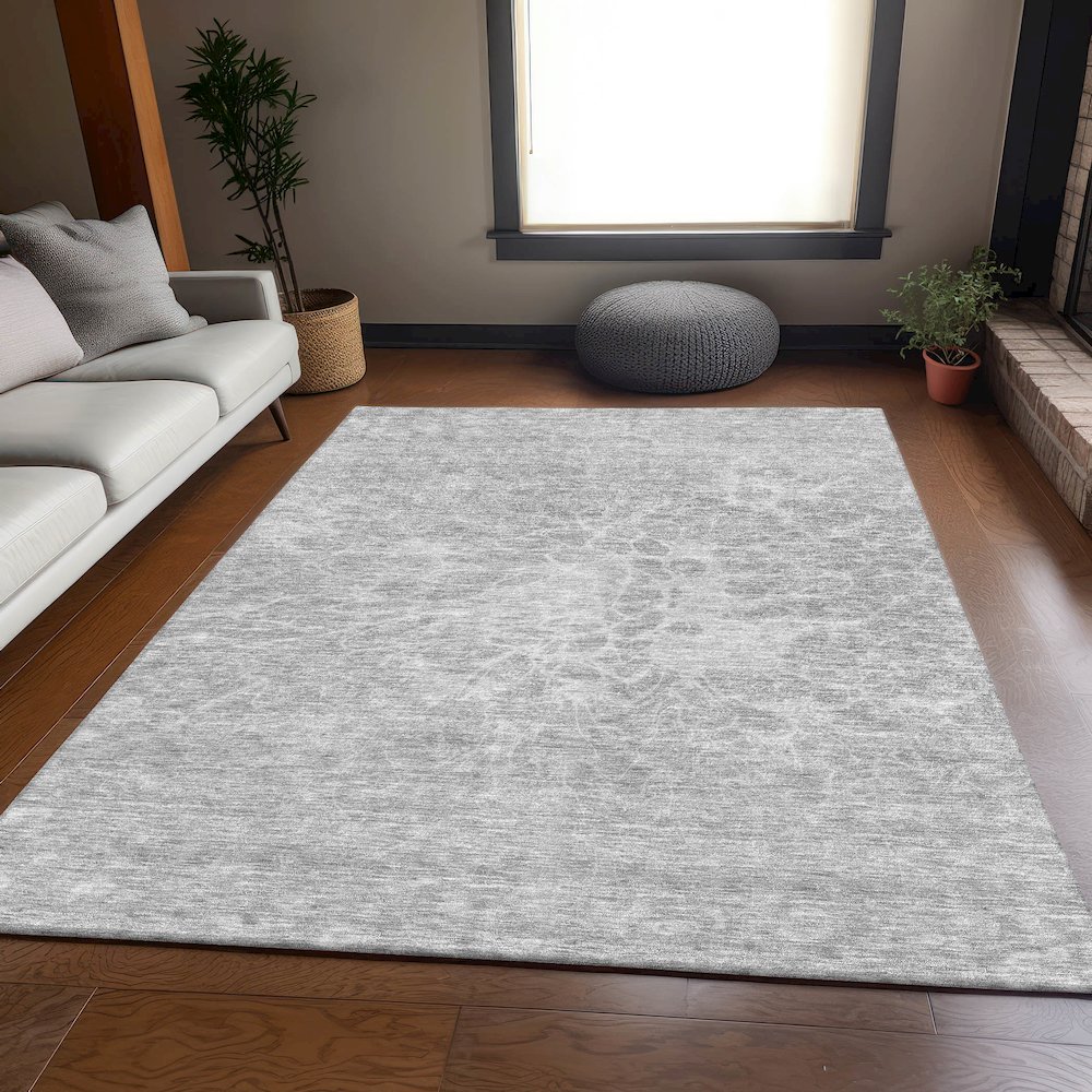 Premium Machine Washable Mayfield AMF653 Silver 2'6" x 3'10" Rug. Picture 5