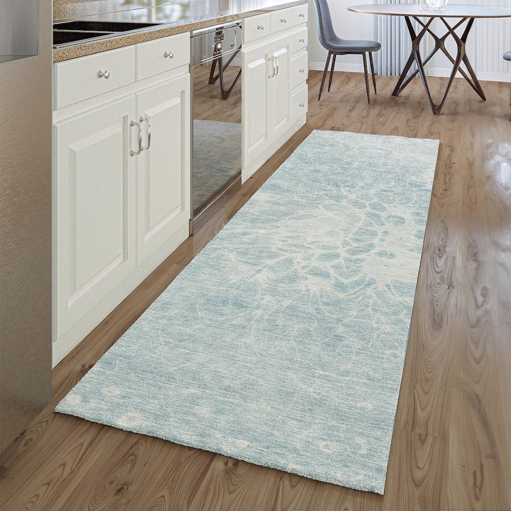 Premium Machine Washable Mayfield AMF653 Sky 2'3" x 7'6" Runner Rug. Picture 5