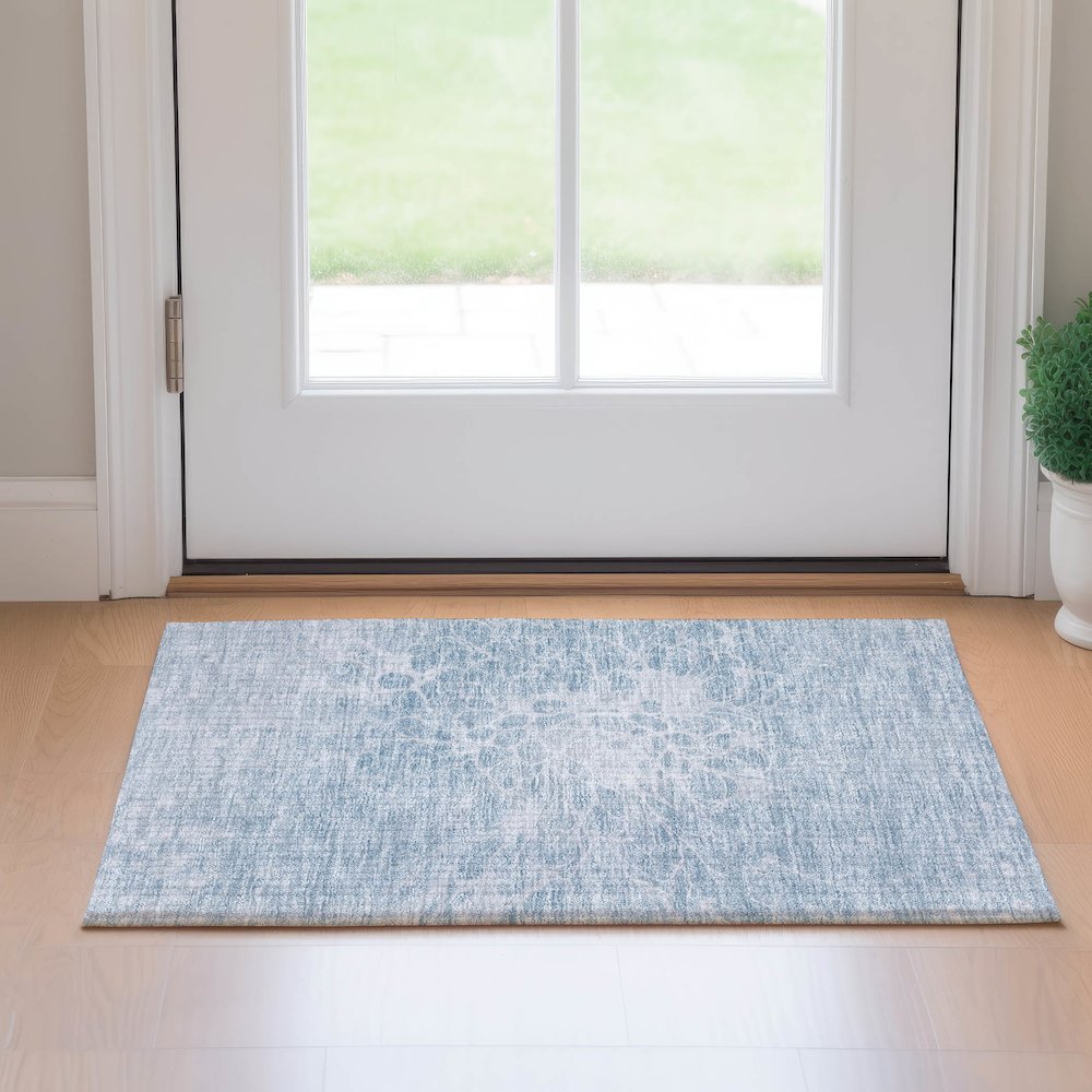 Premium Machine Washable Mayfield AMF653 Sky 1'8" x 2'6" Rug. Picture 5