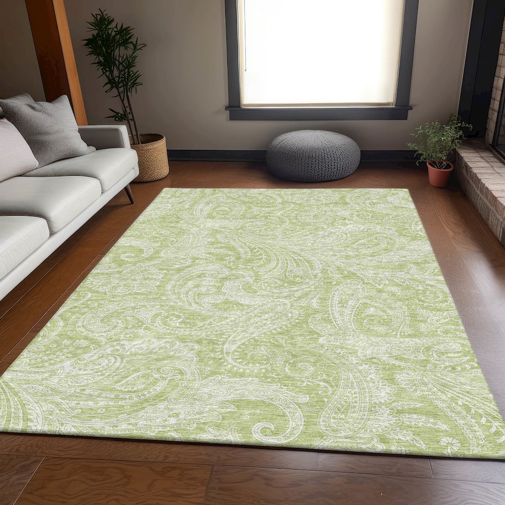 Premium Machine Washable Mayfield AMF654 Aloe 2'6" x 3'10" Rug. Picture 5