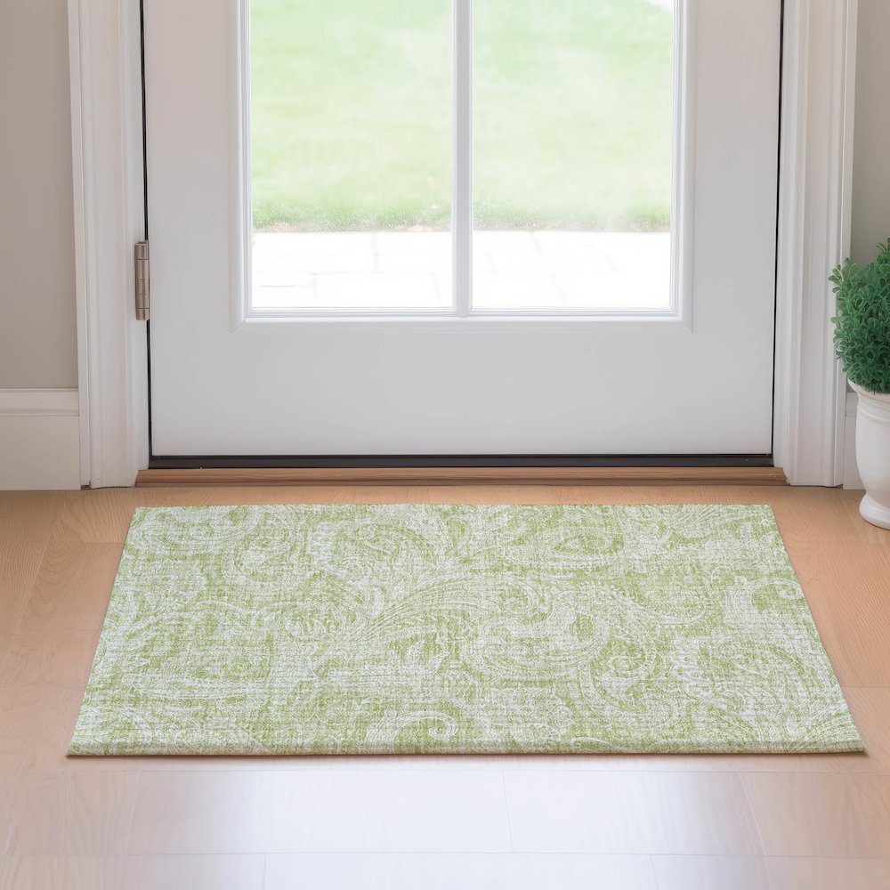 Premium Machine Washable Mayfield AMF654 Aloe 1'8" x 2'6" Rug. Picture 5
