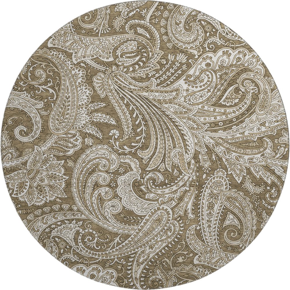 Premium Machine Washable Mayfield AMF654 Chocolate 8' x 8' Round Rug. Picture 1