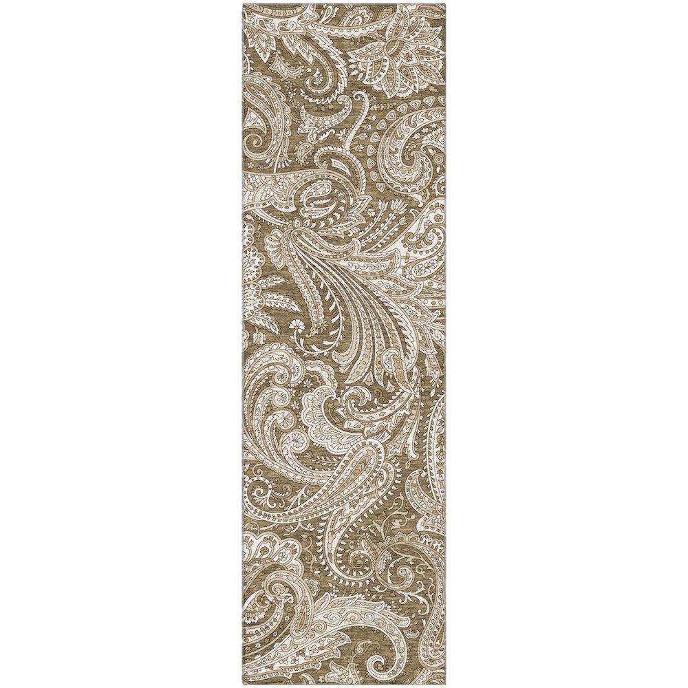 Premium Machine Washable Mayfield AMF654 Chocolate 2'3" x 7'6" Runner Rug. Picture 1