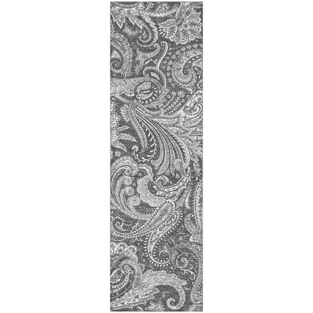 Premium Machine Washable Mayfield AMF654 Gray 2'3" x 7'6" Runner Rug. Picture 1