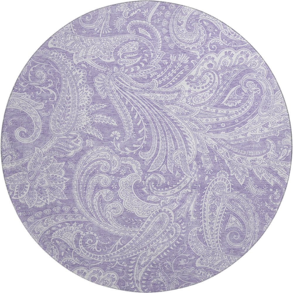 Premium Machine Washable Mayfield AMF654 Lavender 8' x 8' Round Rug. Picture 1