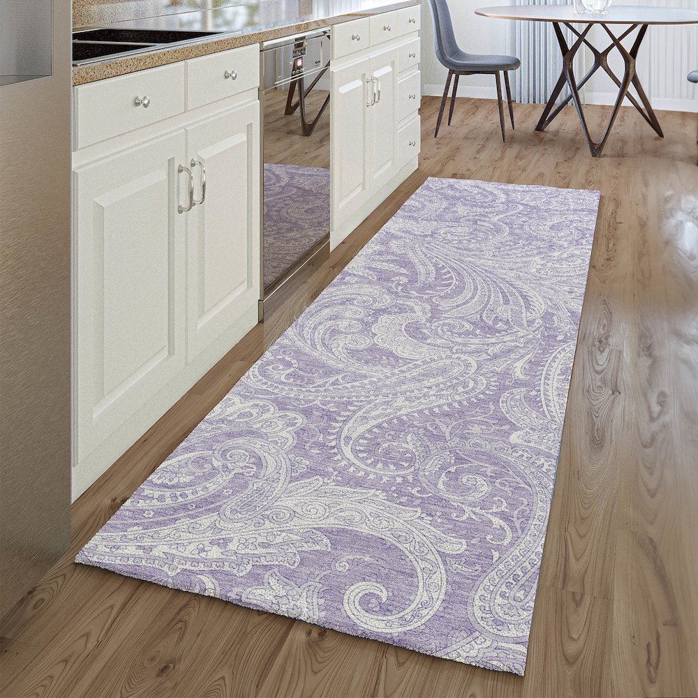 Premium Machine Washable Mayfield AMF654 Lavender 2'3" x 7'6" Runner Rug. Picture 5