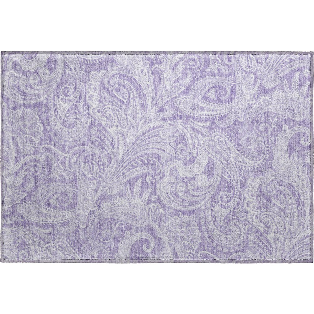 Premium Machine Washable Mayfield AMF654 Lavender 1'8" x 2'6" Rug. Picture 1