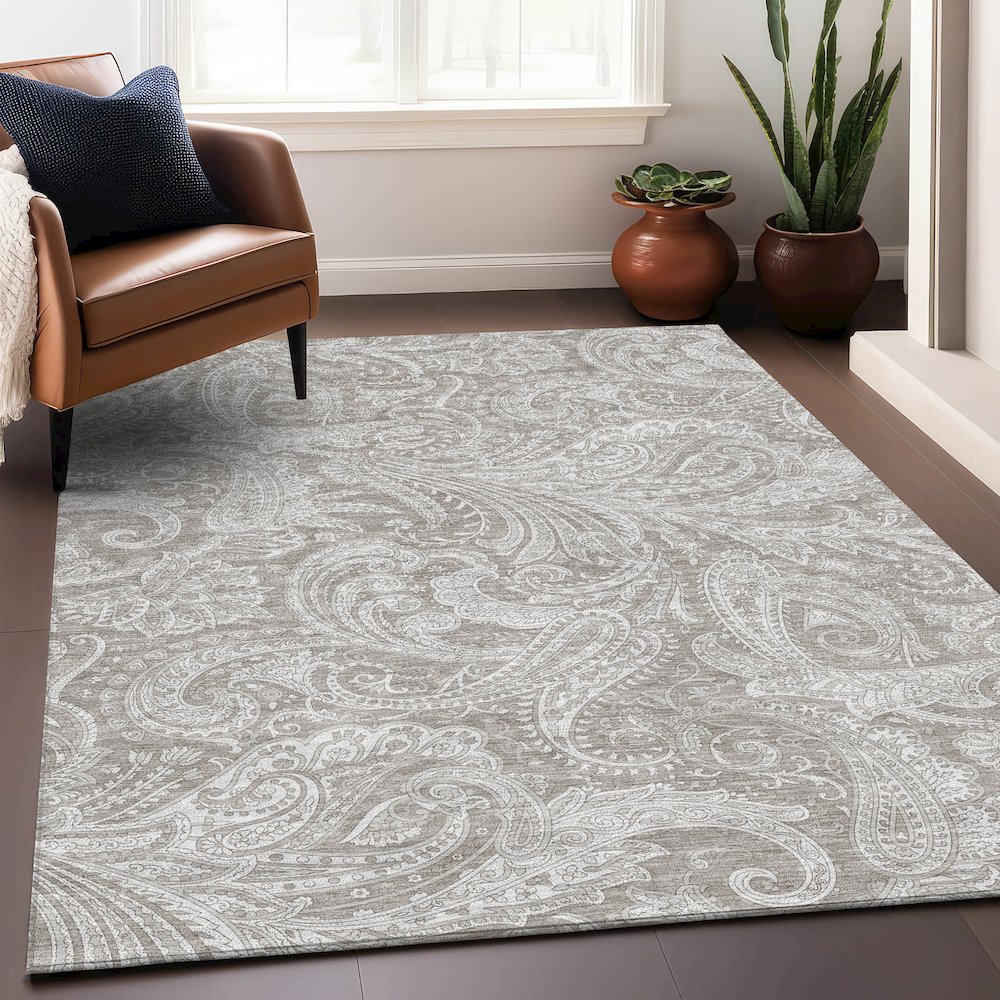 Premium Machine Washable Mayfield AMF654 Taupe 2'6" x 3'10" Rug. Picture 6