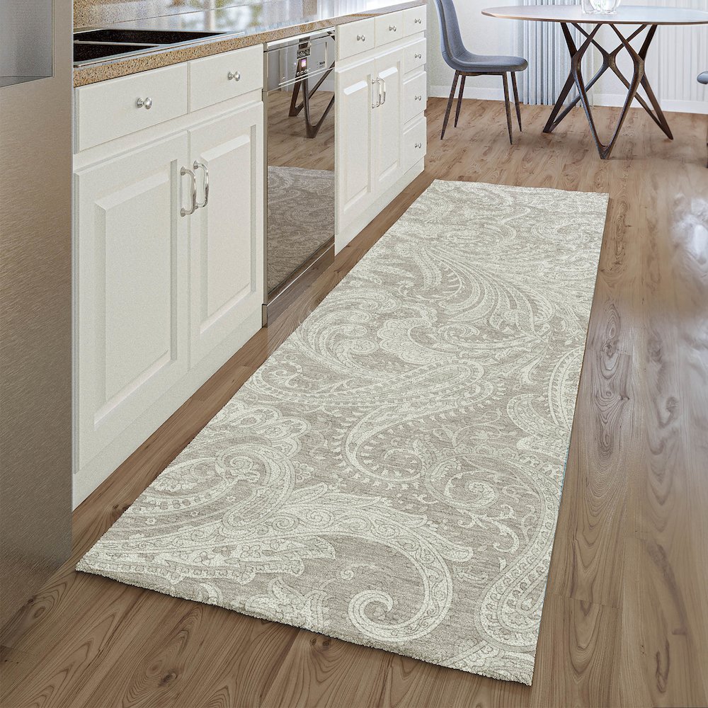 Premium Machine Washable Mayfield AMF654 Taupe 2'3" x 7'6" Runner Rug. Picture 5