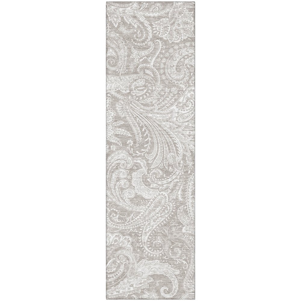 Premium Machine Washable Mayfield AMF654 Taupe 2'3" x 7'6" Runner Rug. Picture 1