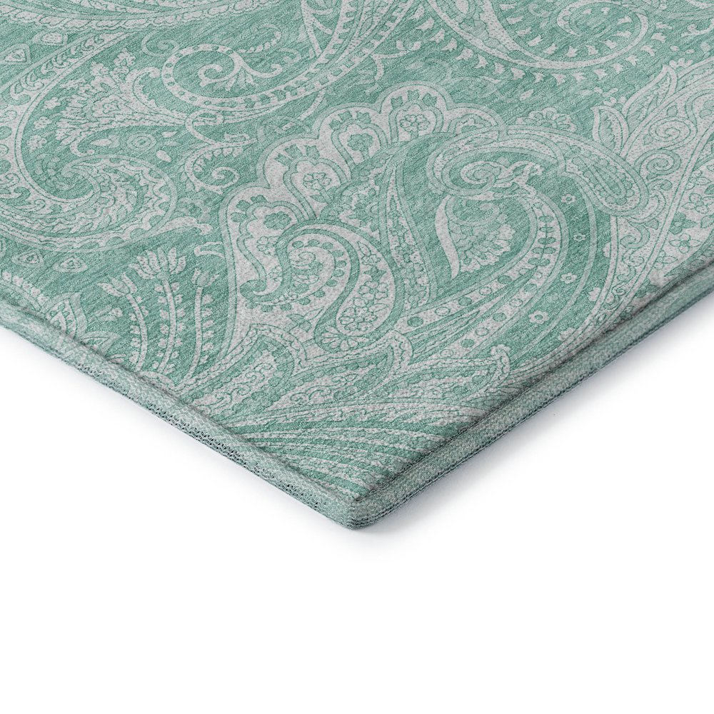 Premium Machine Washable Mayfield AMF654 Teal 1'8" x 2'6" Rug. Picture 3