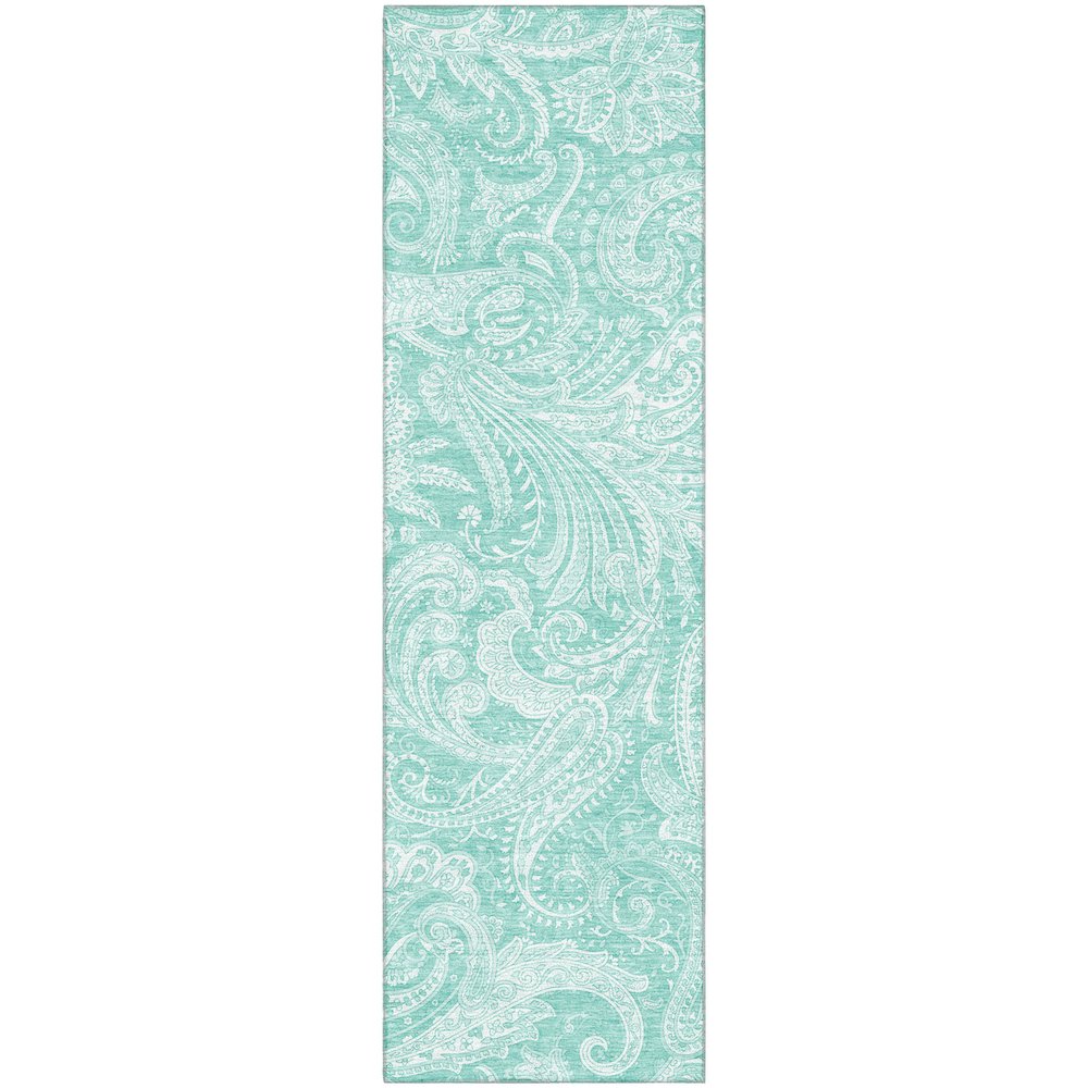 Premium Machine Washable Mayfield AMF654 Teal 2'3" x 7'6" Runner Rug. Picture 1