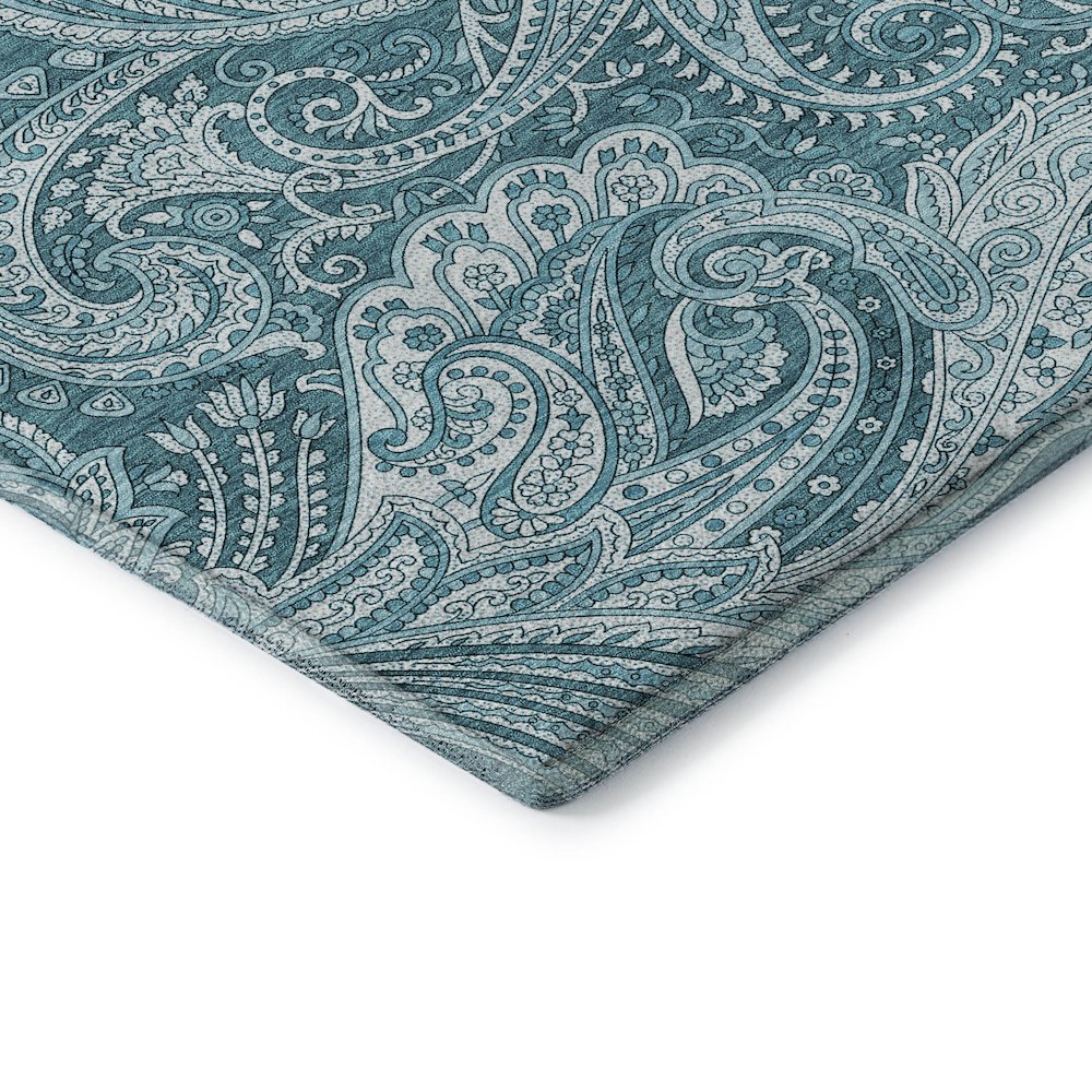 Premium Machine Washable Mayfield AMF654 Turquoise 1'8" x 2'6" Rug. Picture 3