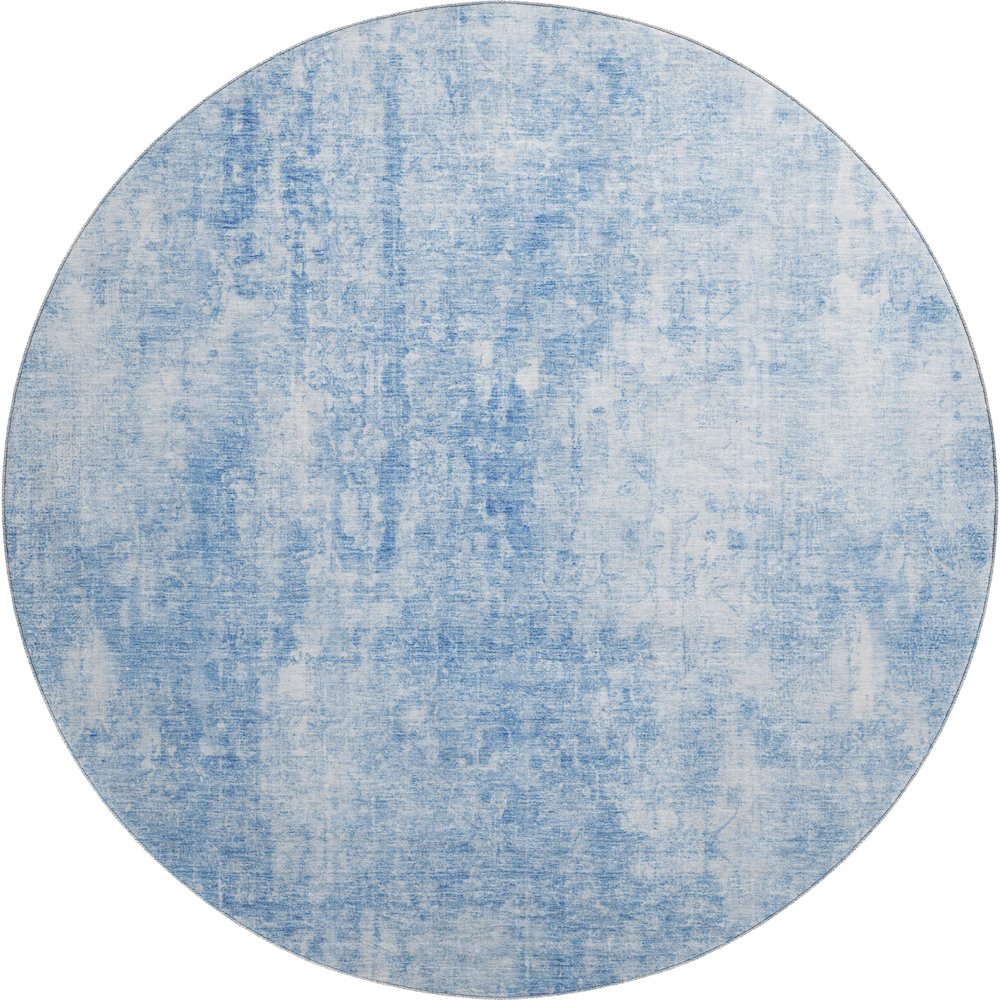 Premium Machine Washable Mayfield AMF656 Blue 8' x 8' Round Rug. Picture 1