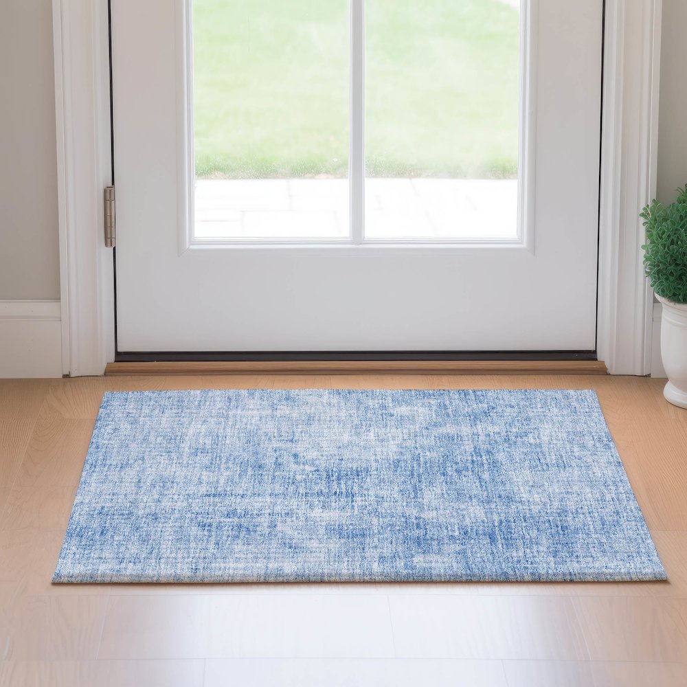 Premium Machine Washable Mayfield AMF656 Blue 1'8" x 2'6" Rug. Picture 5