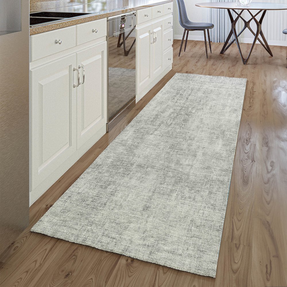 Premium Machine Washable Mayfield AMF656 Gray 2'3" x 7'6" Runner Rug. Picture 5