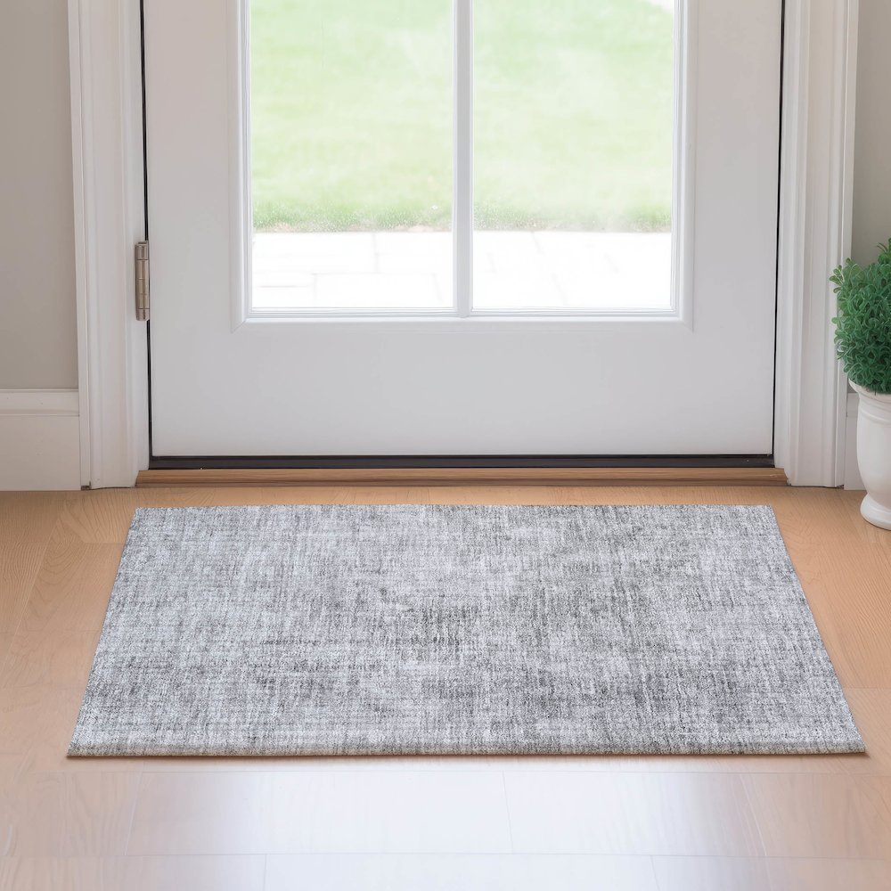Premium Machine Washable Mayfield AMF656 Gray 1'8" x 2'6" Rug. Picture 5