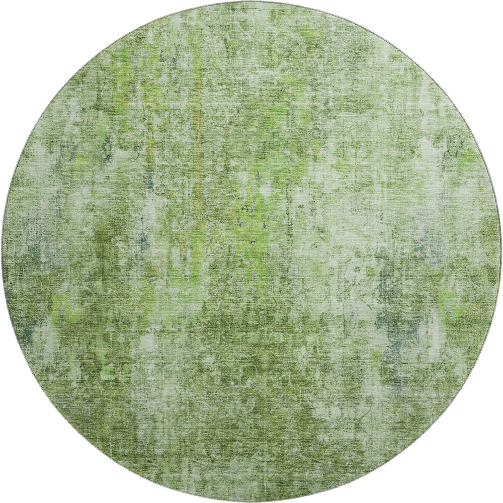 Premium Machine Washable Mayfield AMF656 Olive 8' x 8' Round Rug. Picture 1