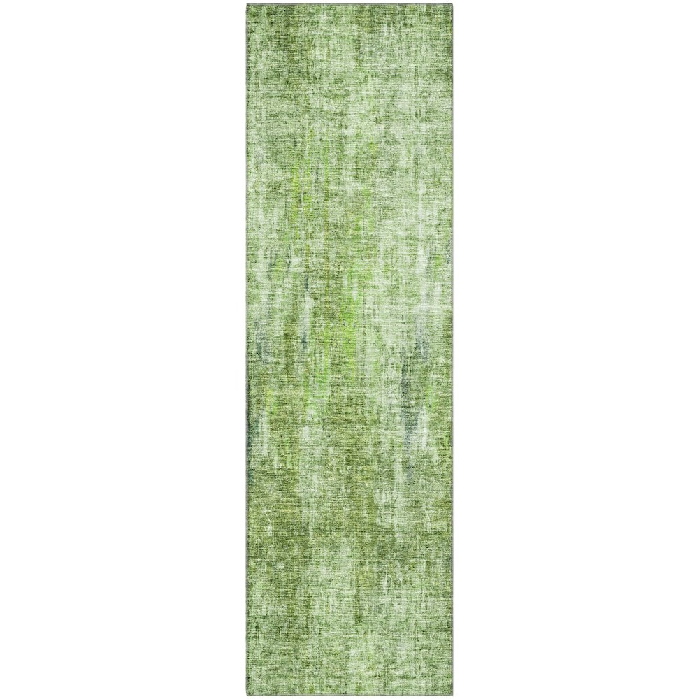 Premium Machine Washable Mayfield AMF656 Olive 2'3" x 7'6" Runner Rug. Picture 1