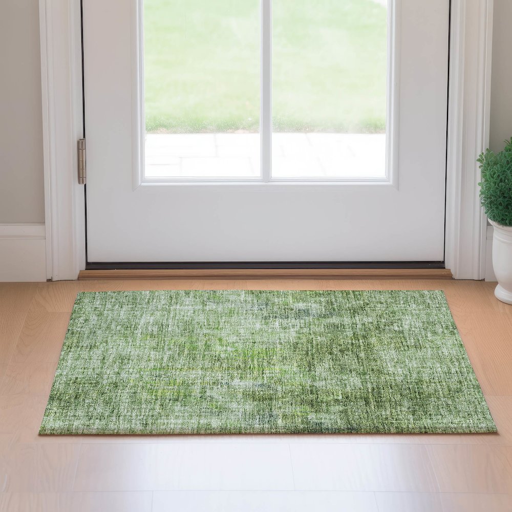 Premium Machine Washable Mayfield AMF656 Olive 1'8" x 2'6" Rug. Picture 5
