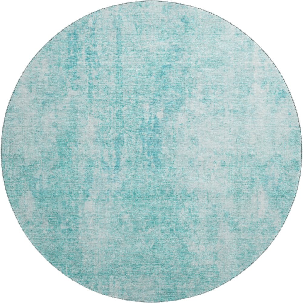 Premium Machine Washable Mayfield AMF656 Teal 8' x 8' Round Rug. Picture 1