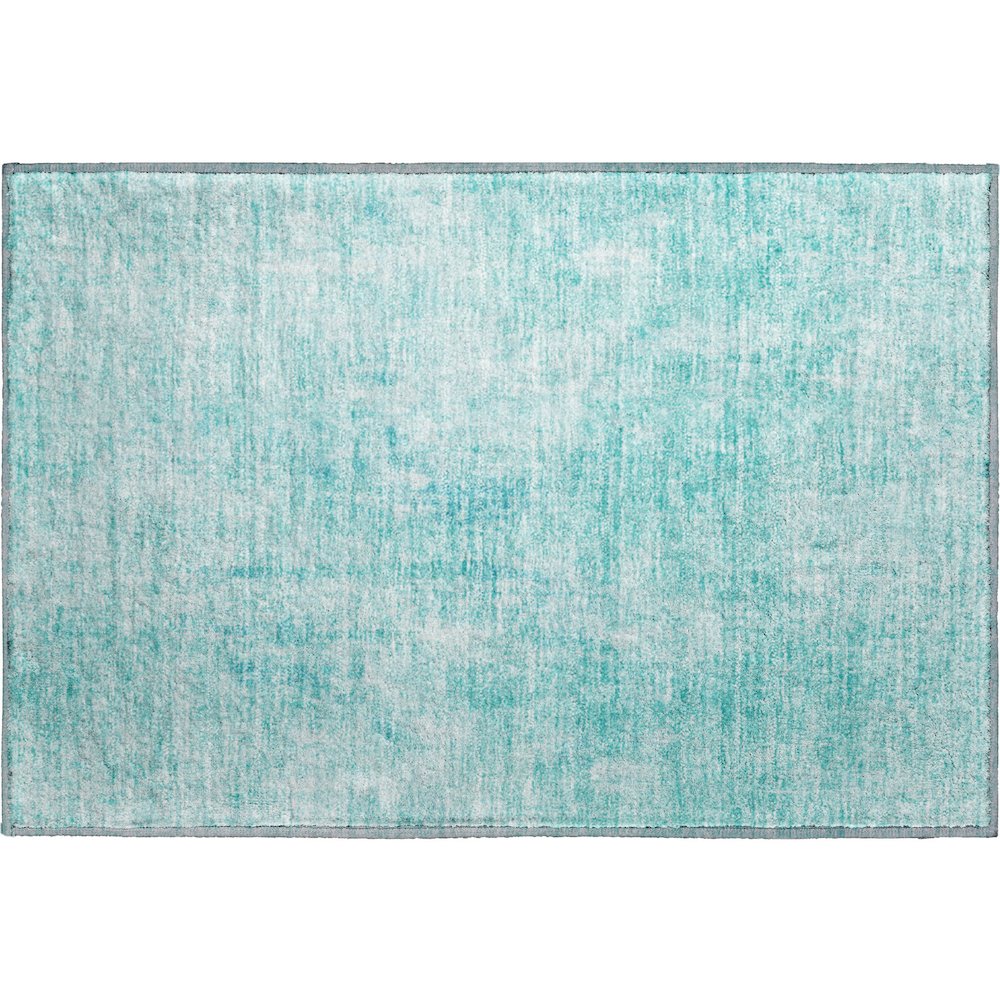 Premium Machine Washable Mayfield AMF656 Teal 1'8" x 2'6" Rug. Picture 1