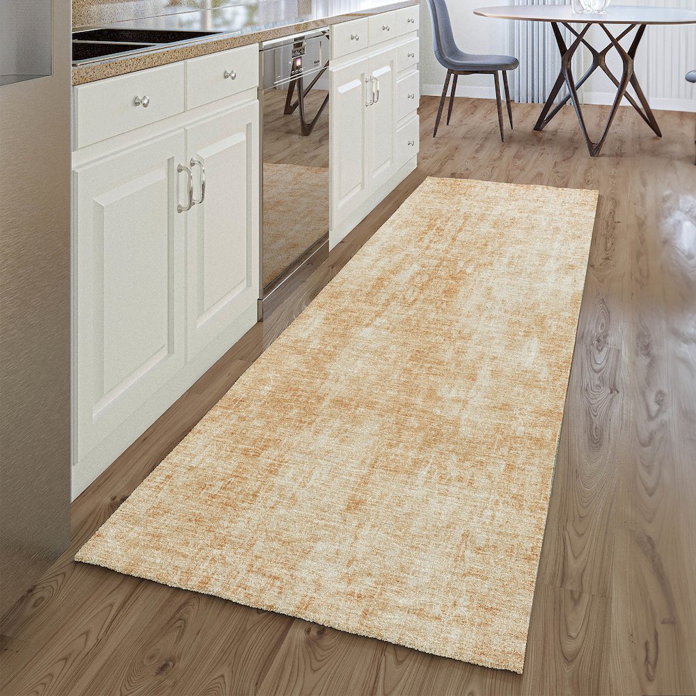Premium Machine Washable Mayfield AMF656 Terracotta 2'3" x 7'6" Runner Rug. Picture 5