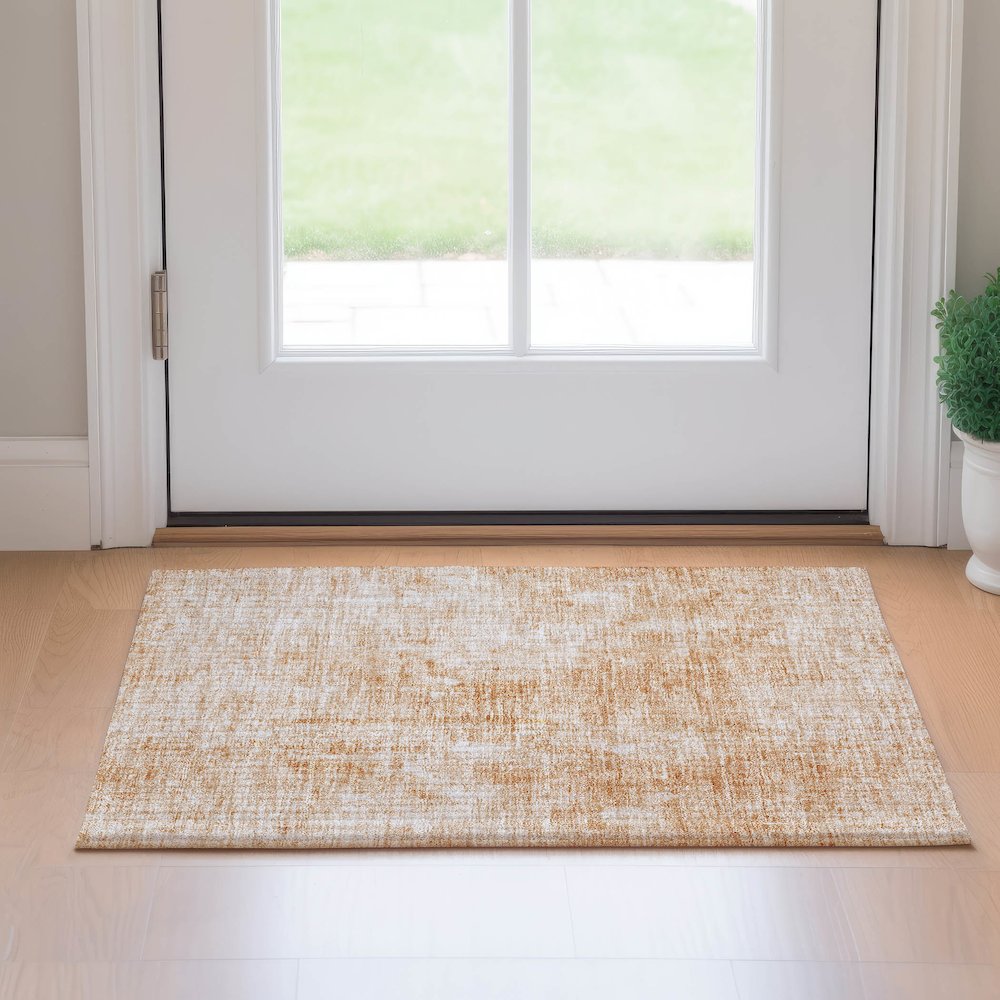 Premium Machine Washable Mayfield AMF656 Terracotta 1'8" x 2'6" Rug. Picture 5