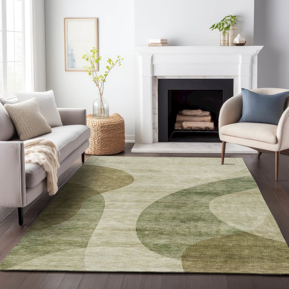 Premium Machine Washable Mayfield AMF657 Beige 2'6" x 3'10" Rug. Picture 5