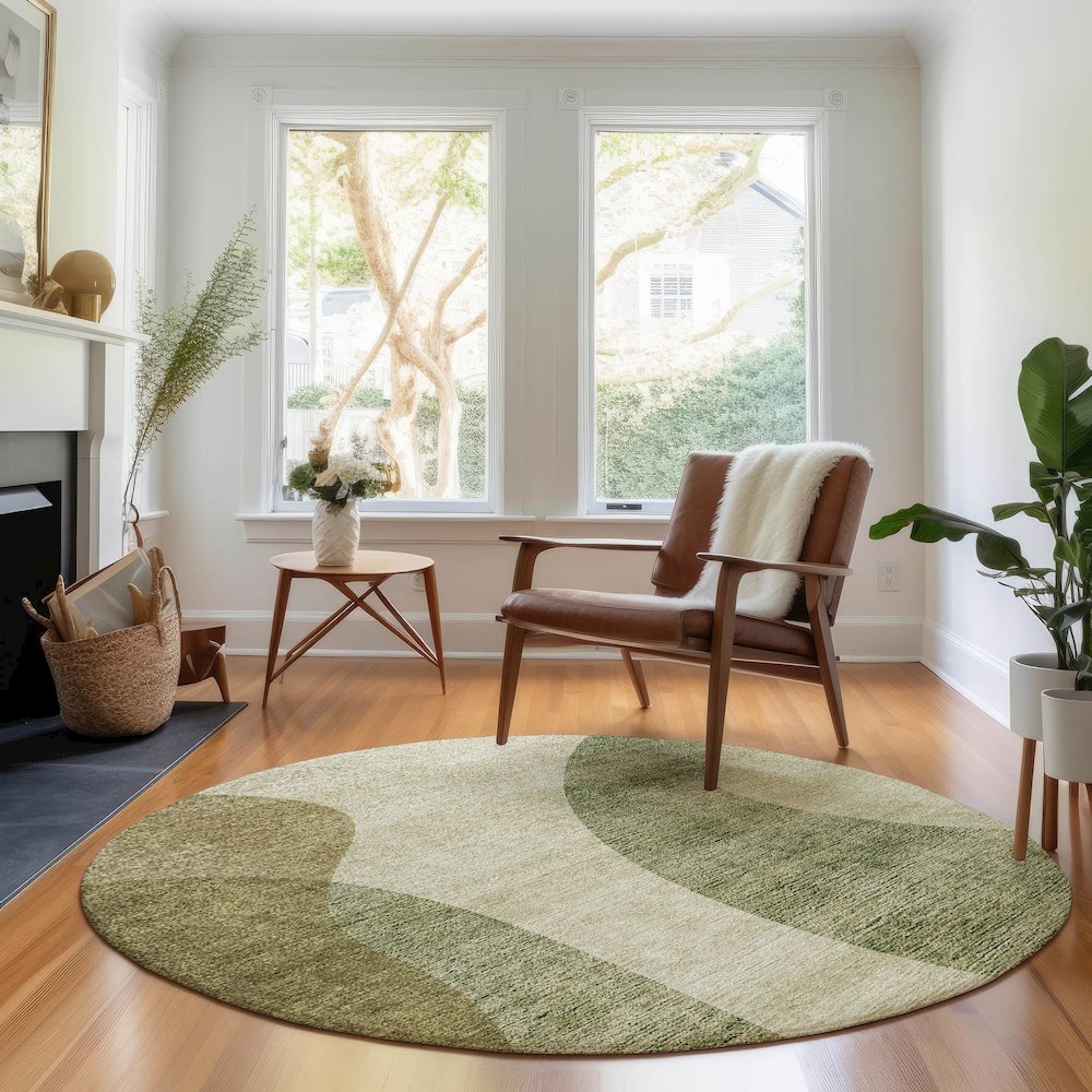Premium Machine Washable Mayfield AMF657 Beige 8' x 8' Round Rug. Picture 5