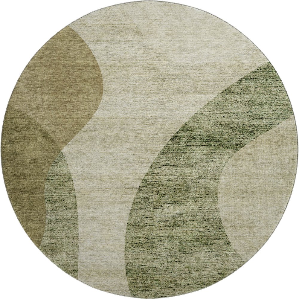 Premium Machine Washable Mayfield AMF657 Beige 8' x 8' Round Rug. Picture 1