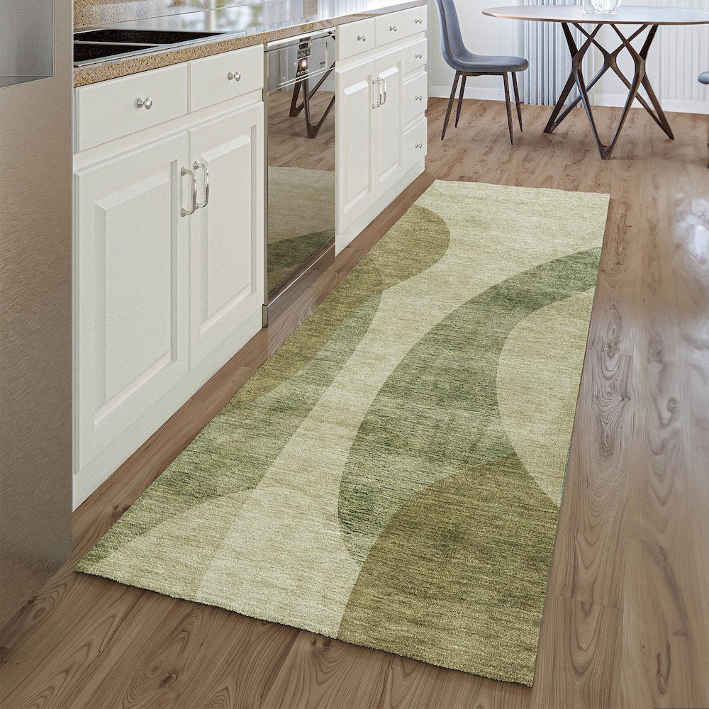 Premium Machine Washable Mayfield AMF657 Beige 2'3" x 7'6" Runner Rug. Picture 5