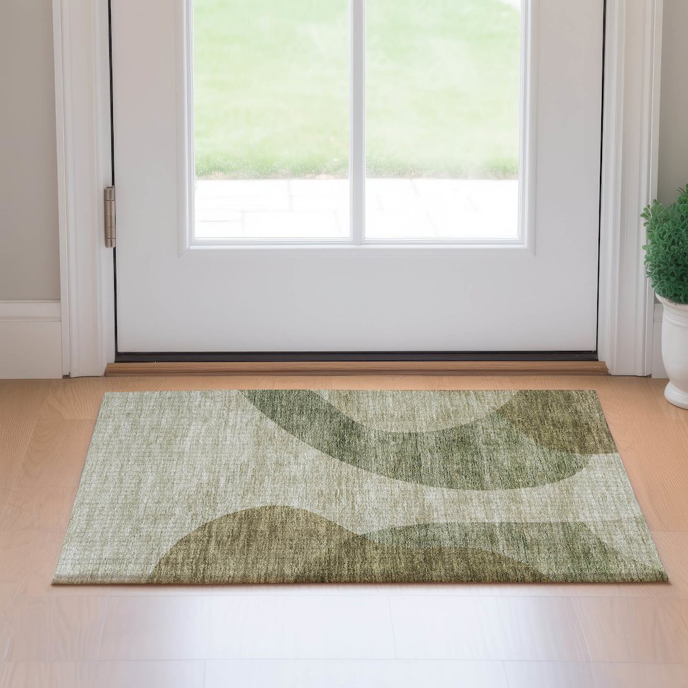 Premium Machine Washable Mayfield AMF657 Beige 1'8" x 2'6" Rug. Picture 5
