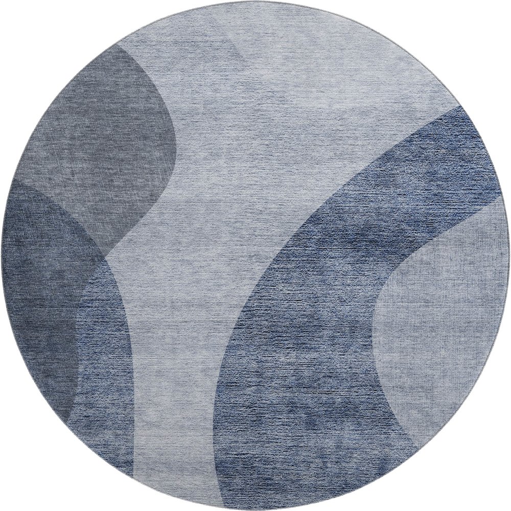 Premium Machine Washable Mayfield AMF657 Blue 8' x 8' Round Rug. Picture 1