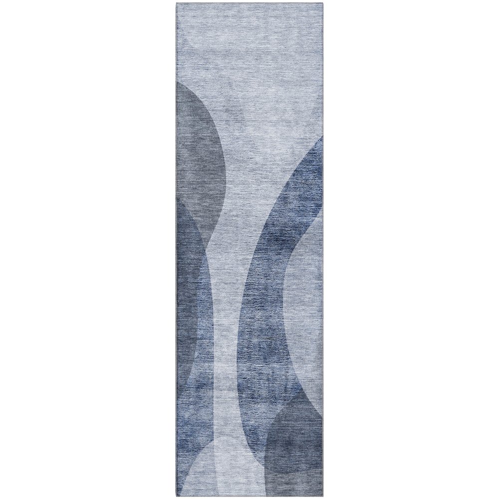Premium Machine Washable Mayfield AMF657 Blue 2'3" x 7'6" Runner Rug. Picture 1