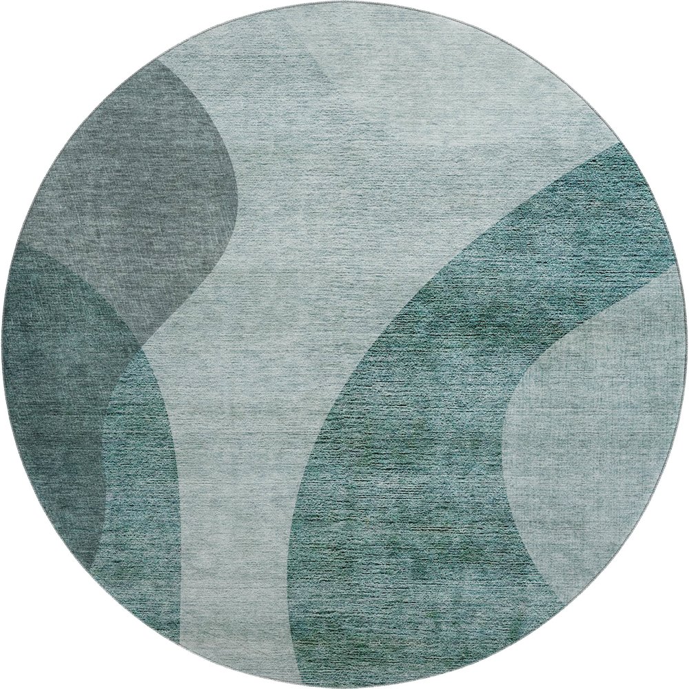 Premium Machine Washable Mayfield AMF657 Green 8' x 8' Round Rug. Picture 1